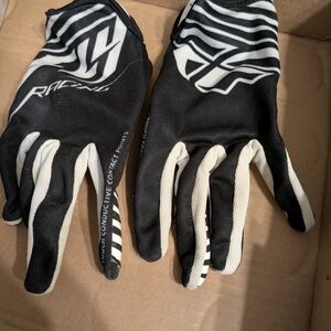 Fly Racing Media Black and White Racing Gloves 9/m